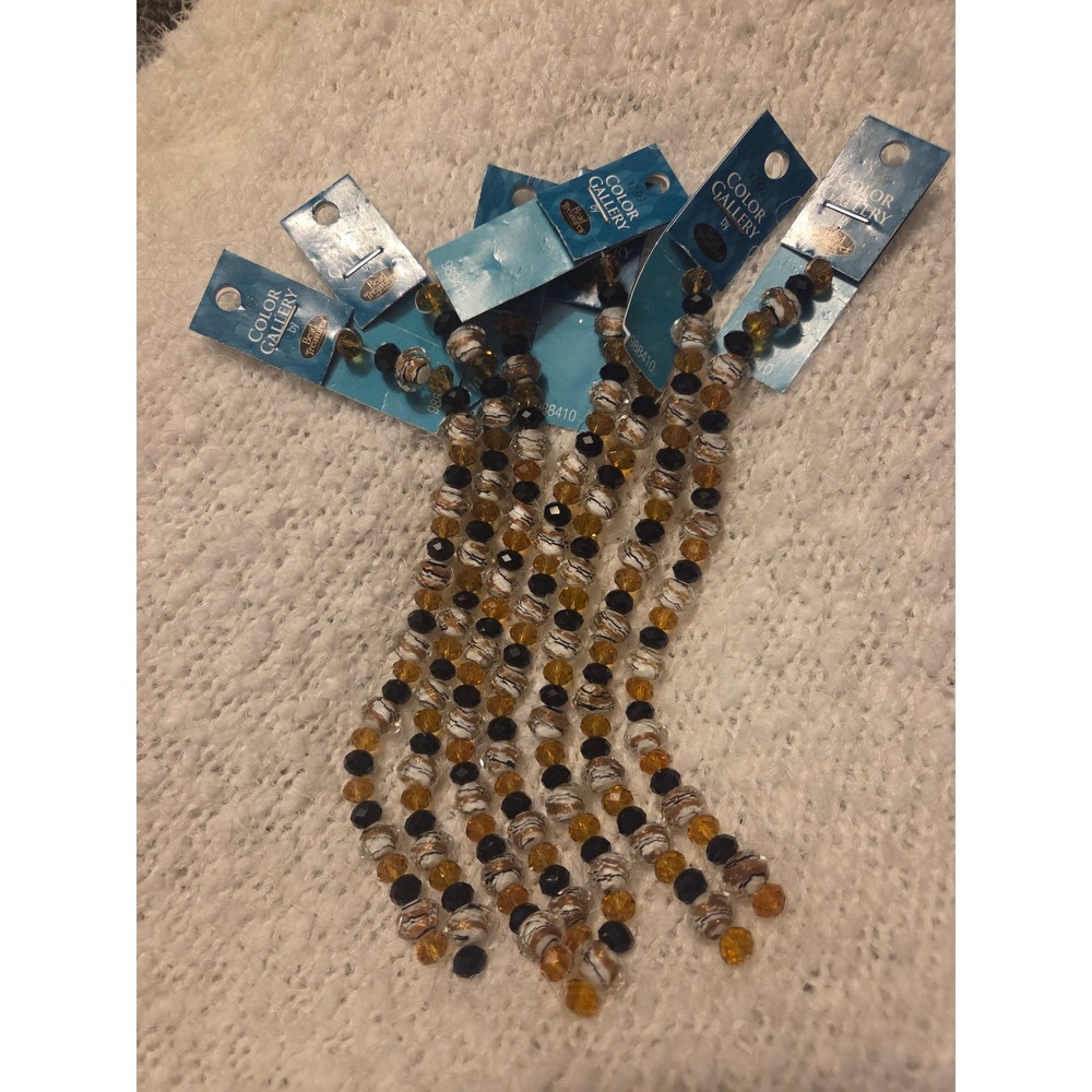 🖤 Amber Black Gold Toned Marble Beads 🧡 - Picture 2 of 3